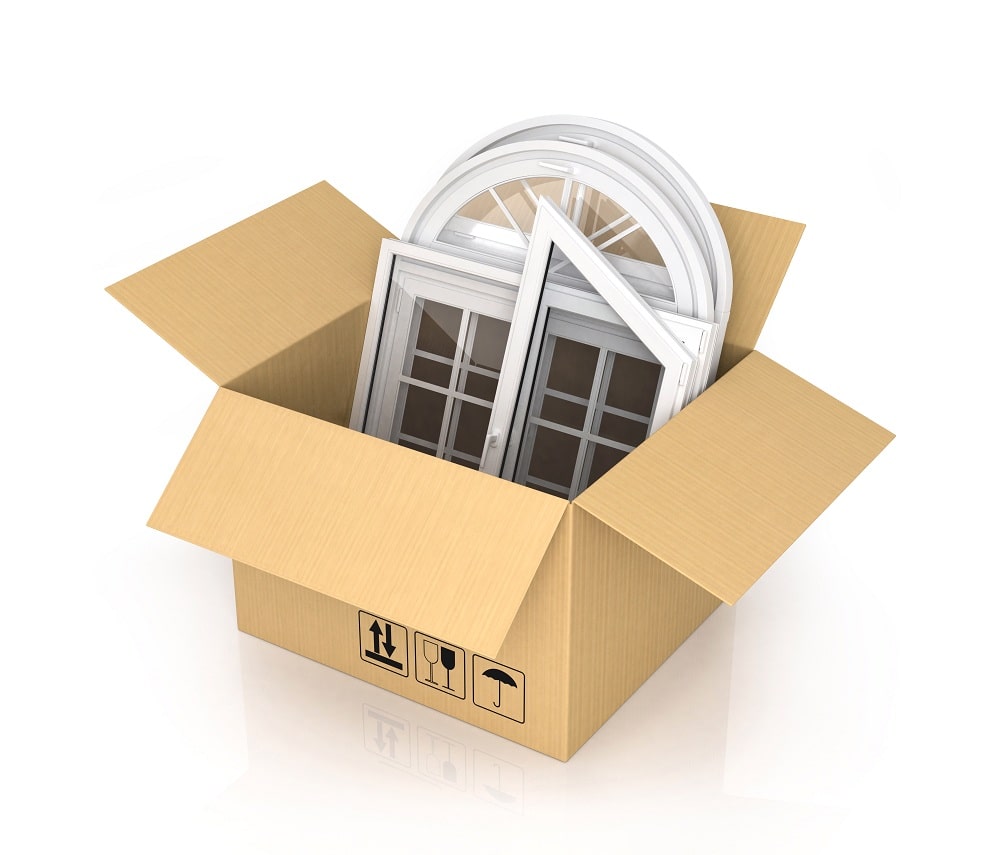 Delivery window. Черные коробки с пвх окном. box with window.