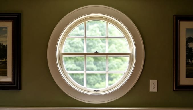 Круглое окно с импостом в доме